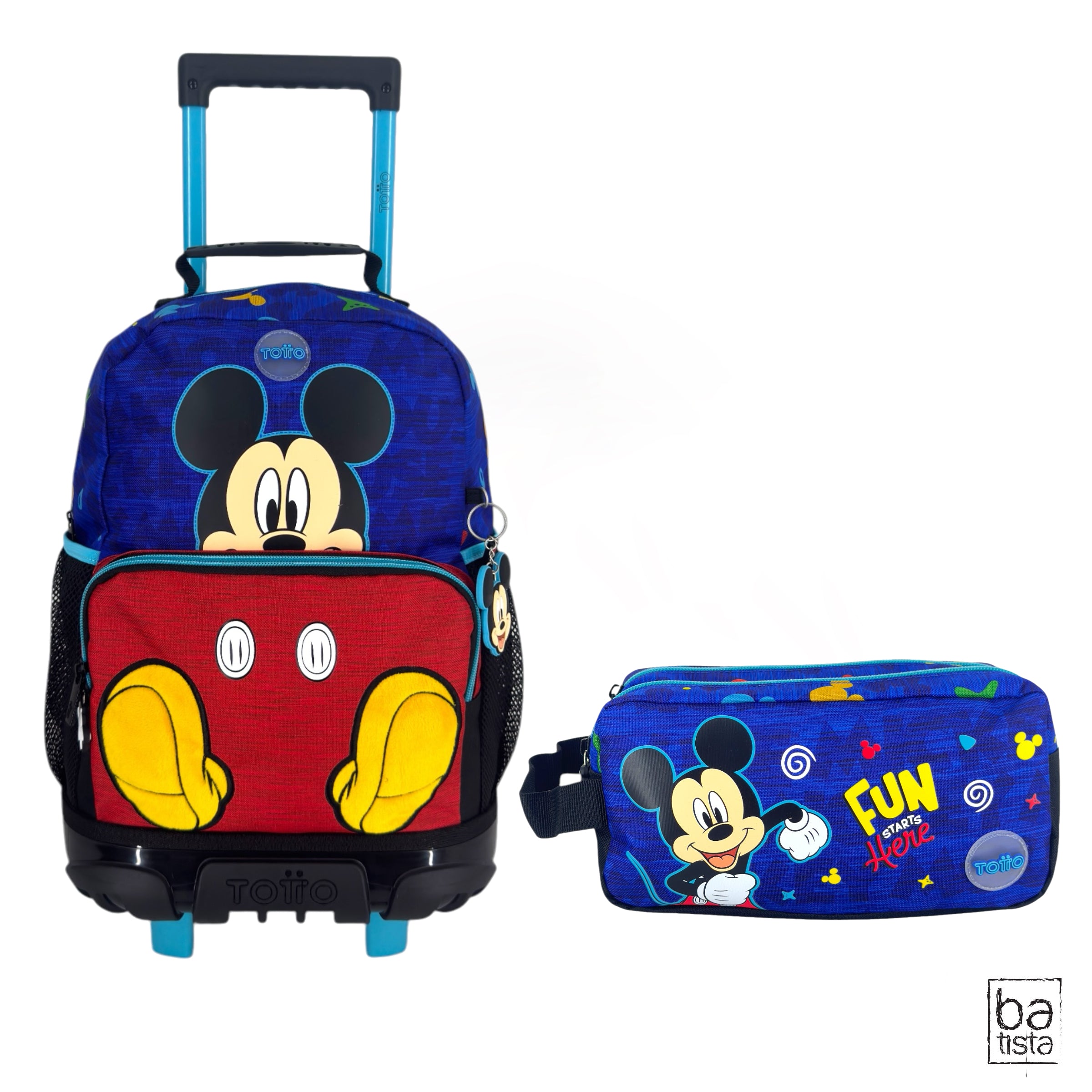 Combo Morral Ruedas + Cartuchera Totto Mickey 9JV