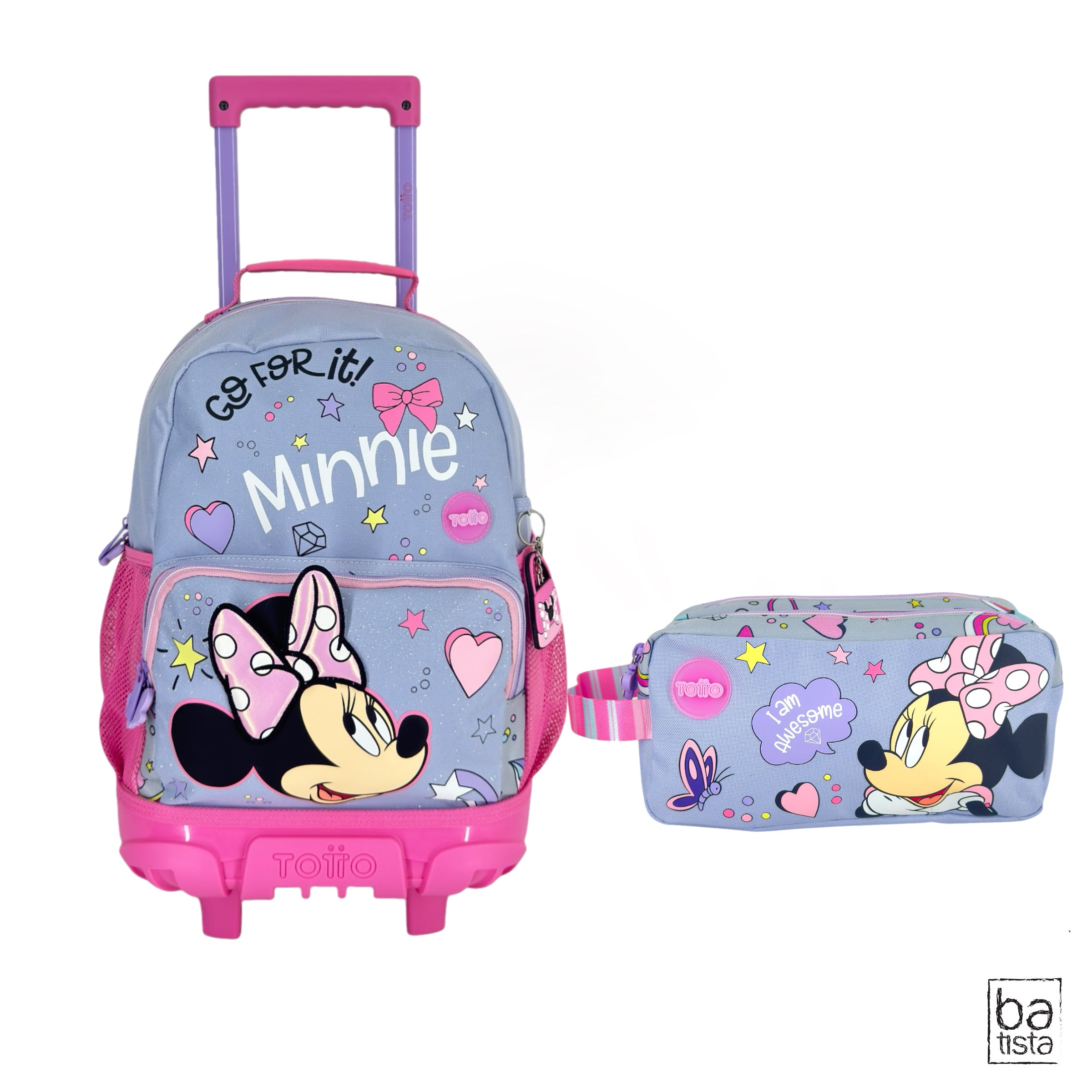 Combo Morral Ruedas + Cartuchera Totto Minnie 6YM