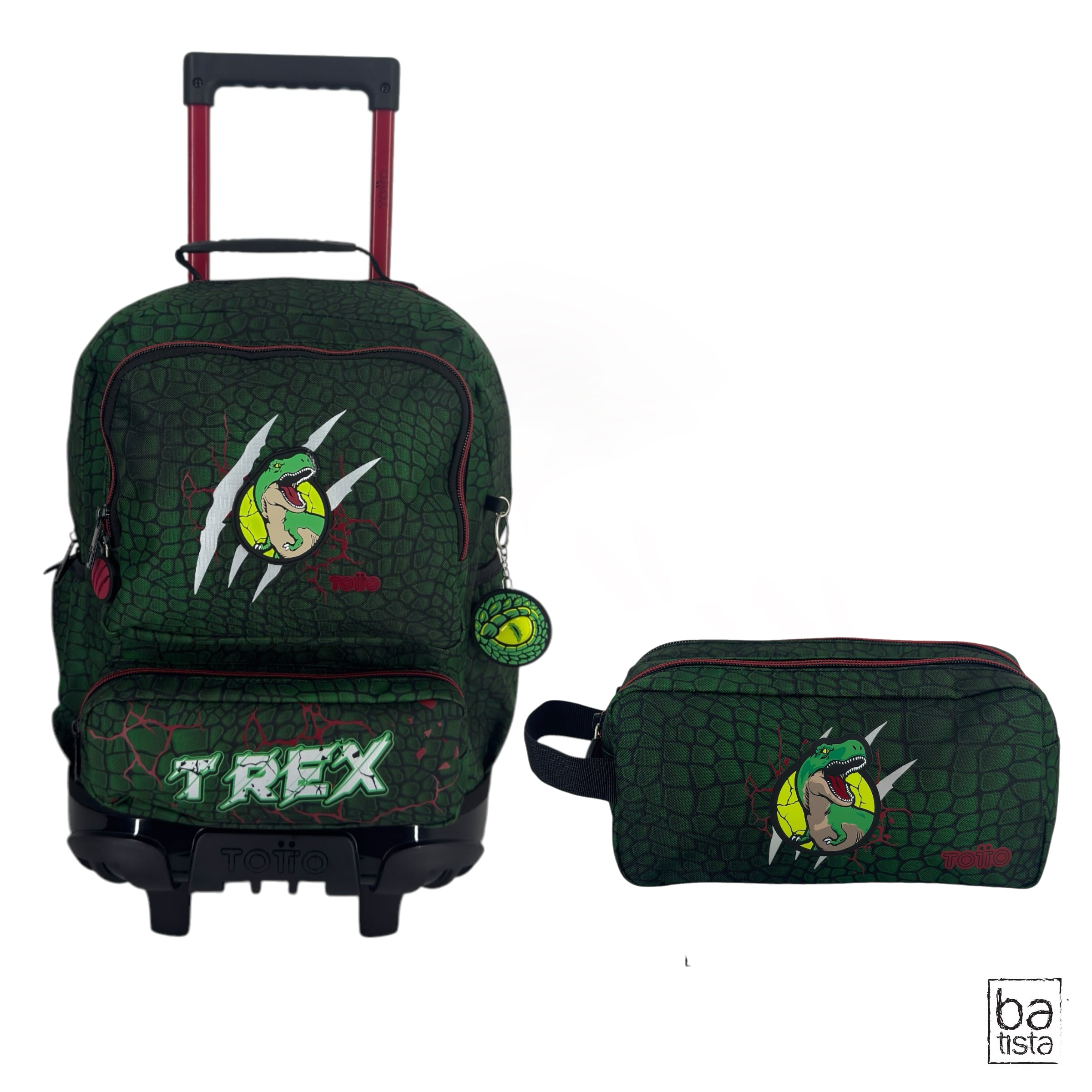 Combo Morral Ruedas + Cartuchera Totto Rex Dino 6D7