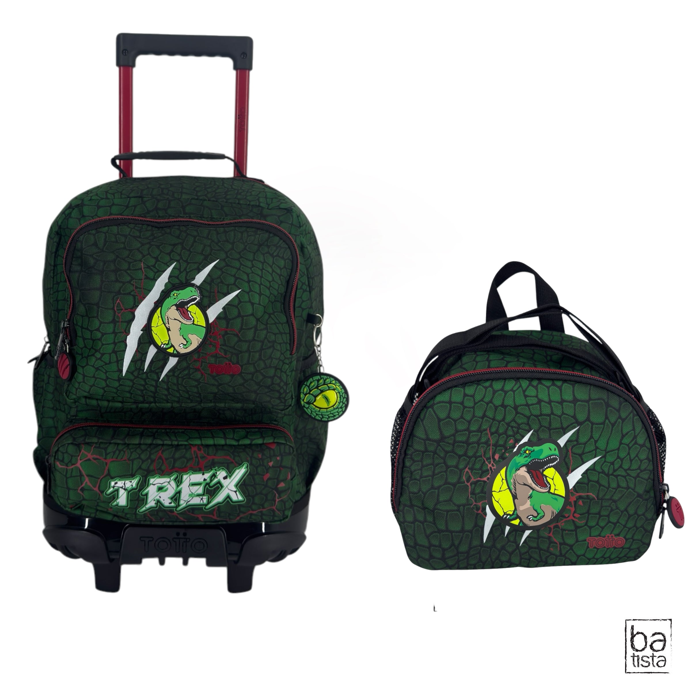 Combo Morral Ruedas + Lonchera Totto Rex Dino 6D7