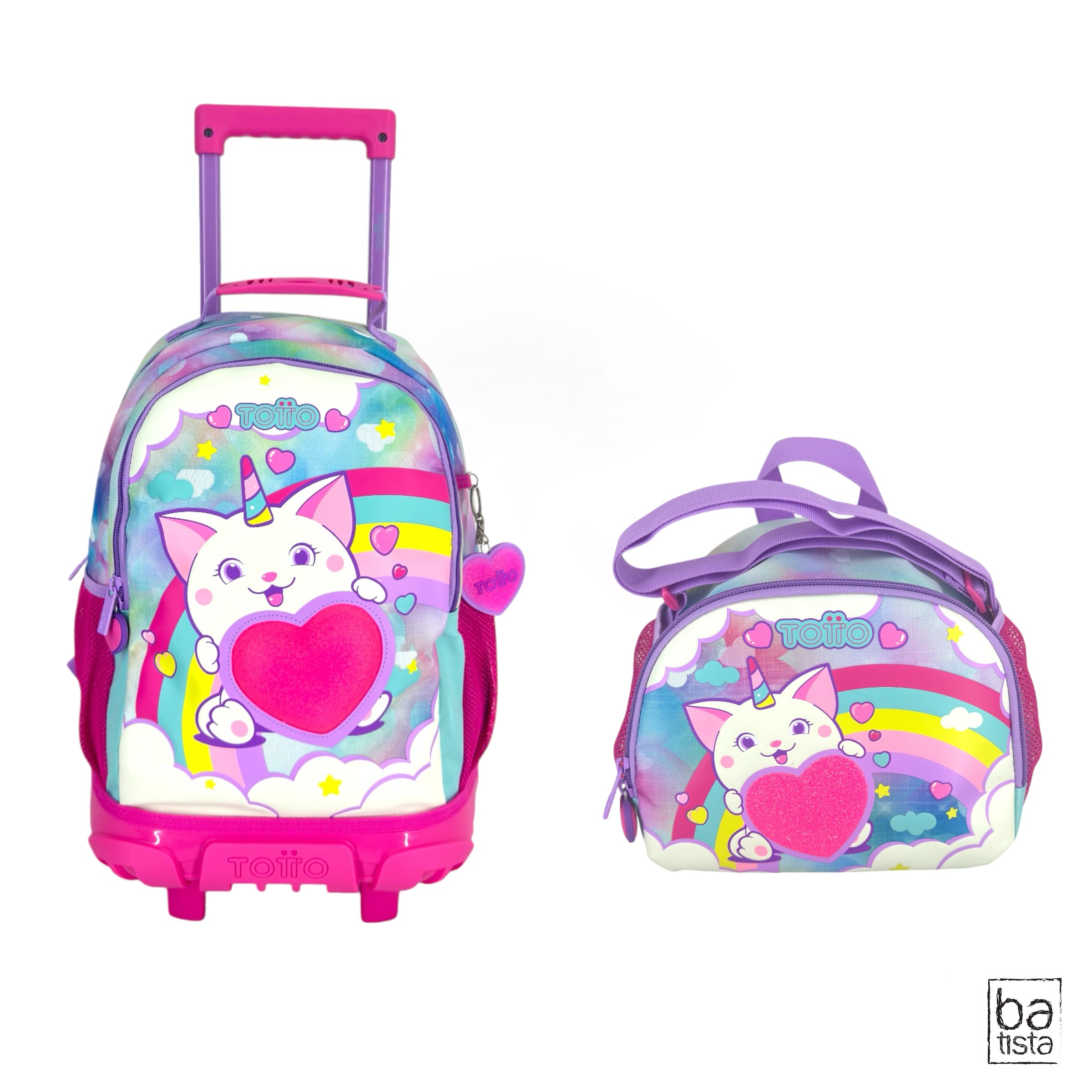 Combo Morral Ruedas + Lonchera Totto Sweety Heart 9JE