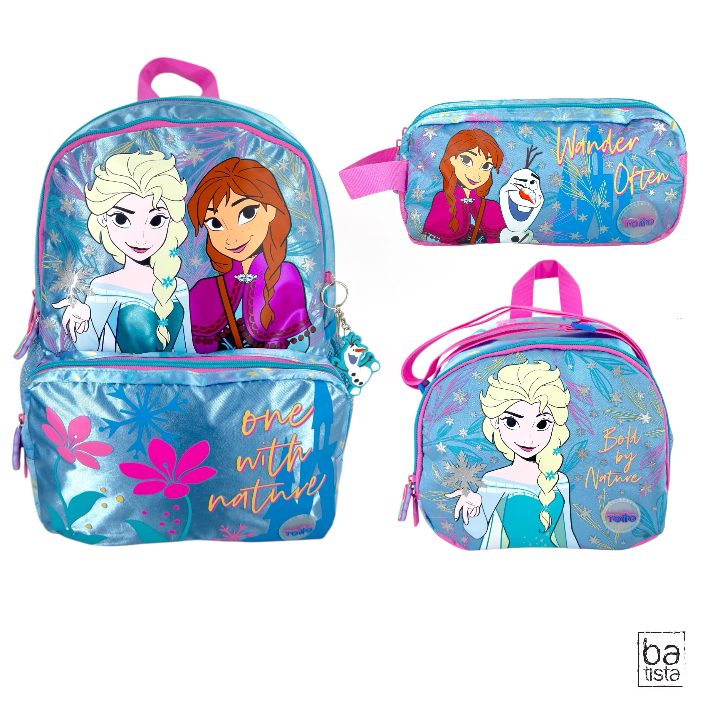 Combo Morral M + Cartuchera + Lonchera Totto Frozen OJL