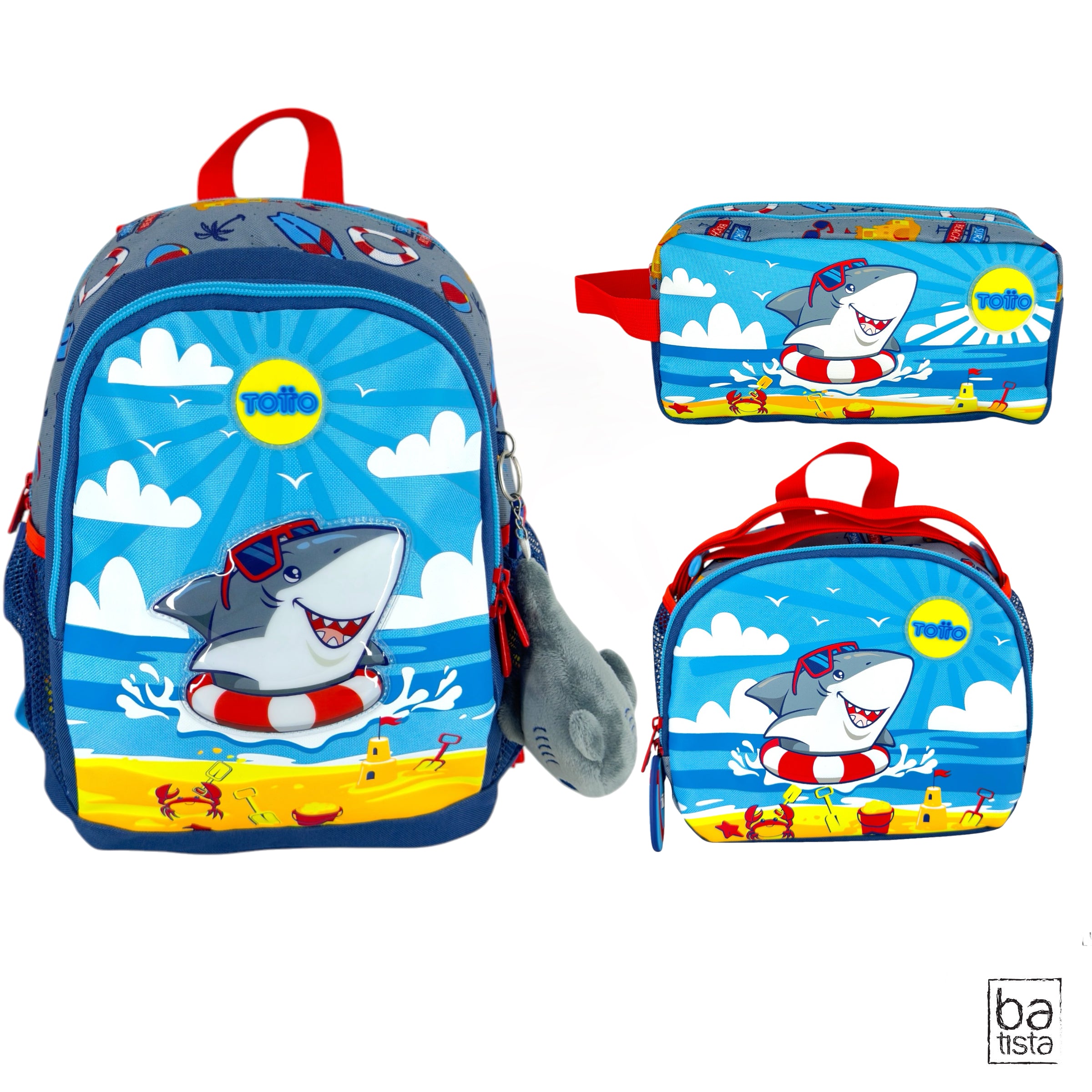 Combo Morral M + Cartuchera + Lonchera Totto Little Surfer 7Y5