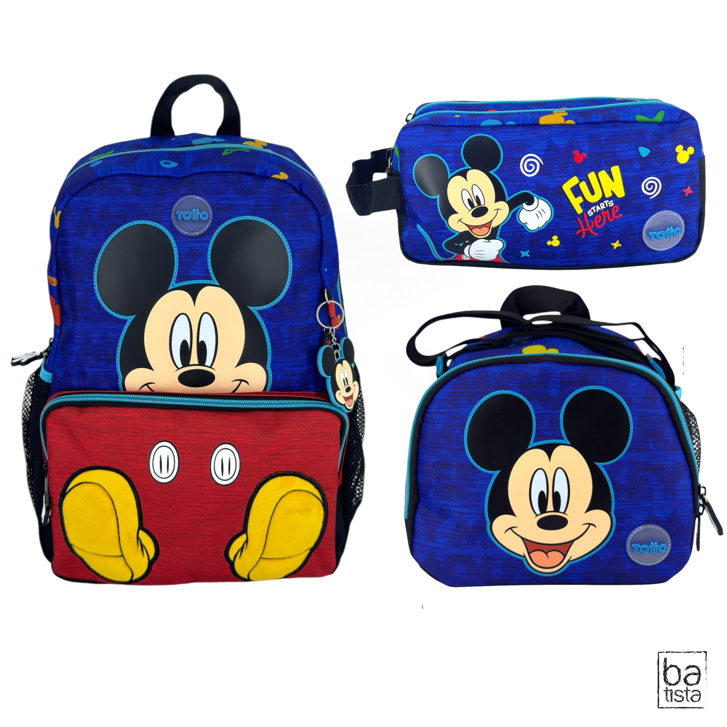 Combo Morral M + Cartuchera + Lonchera Totto Mickey 9JV