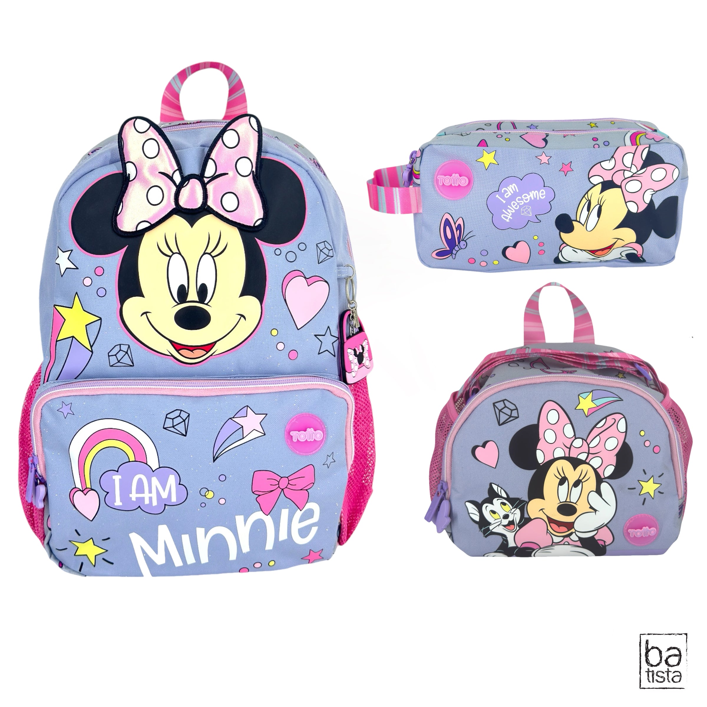 Combo Morral M + Cartuchera + Lonchera Totto Minnie 6YM