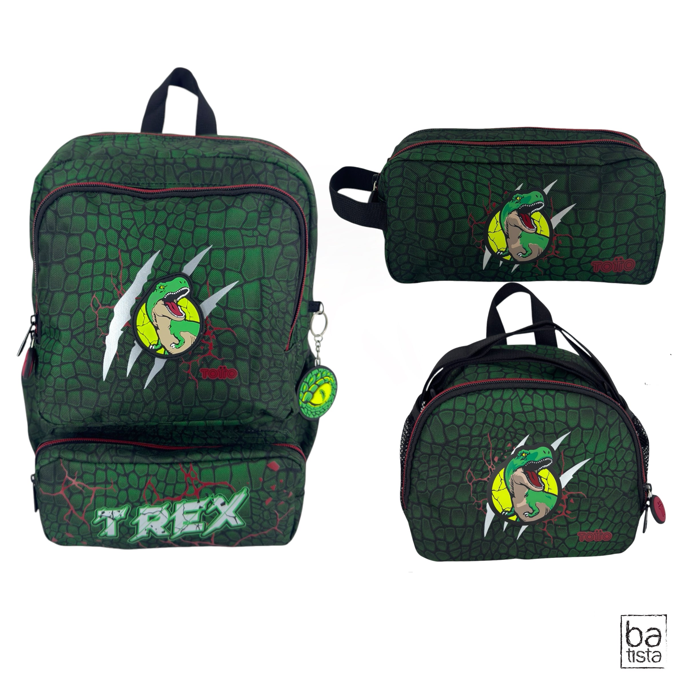 Combo Morral M + Cartuchera + Lonchera Totto Rex Dino 6D7