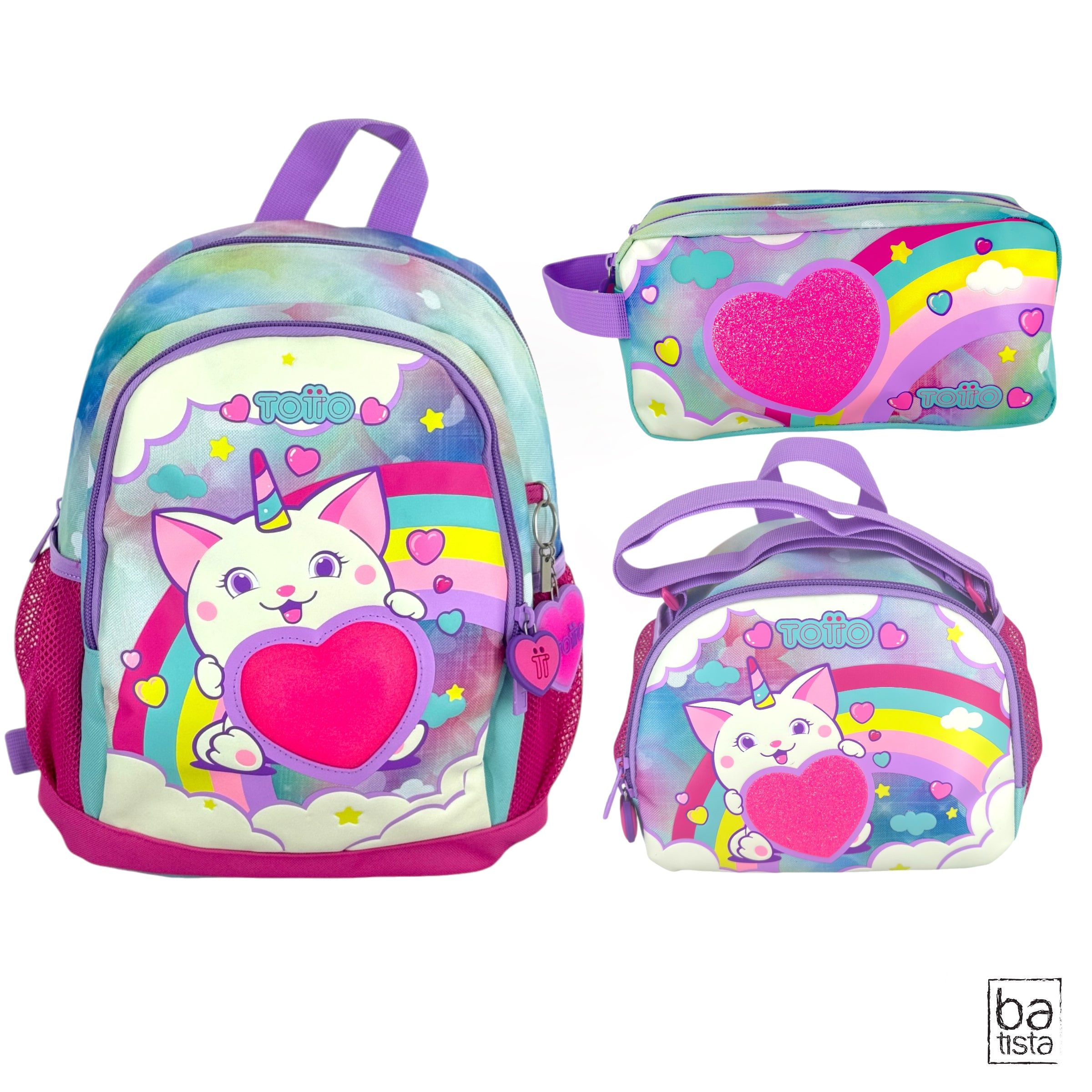 Combo Morral M + Cartuchera + Lonchera Totto Sweety Heart 9JE