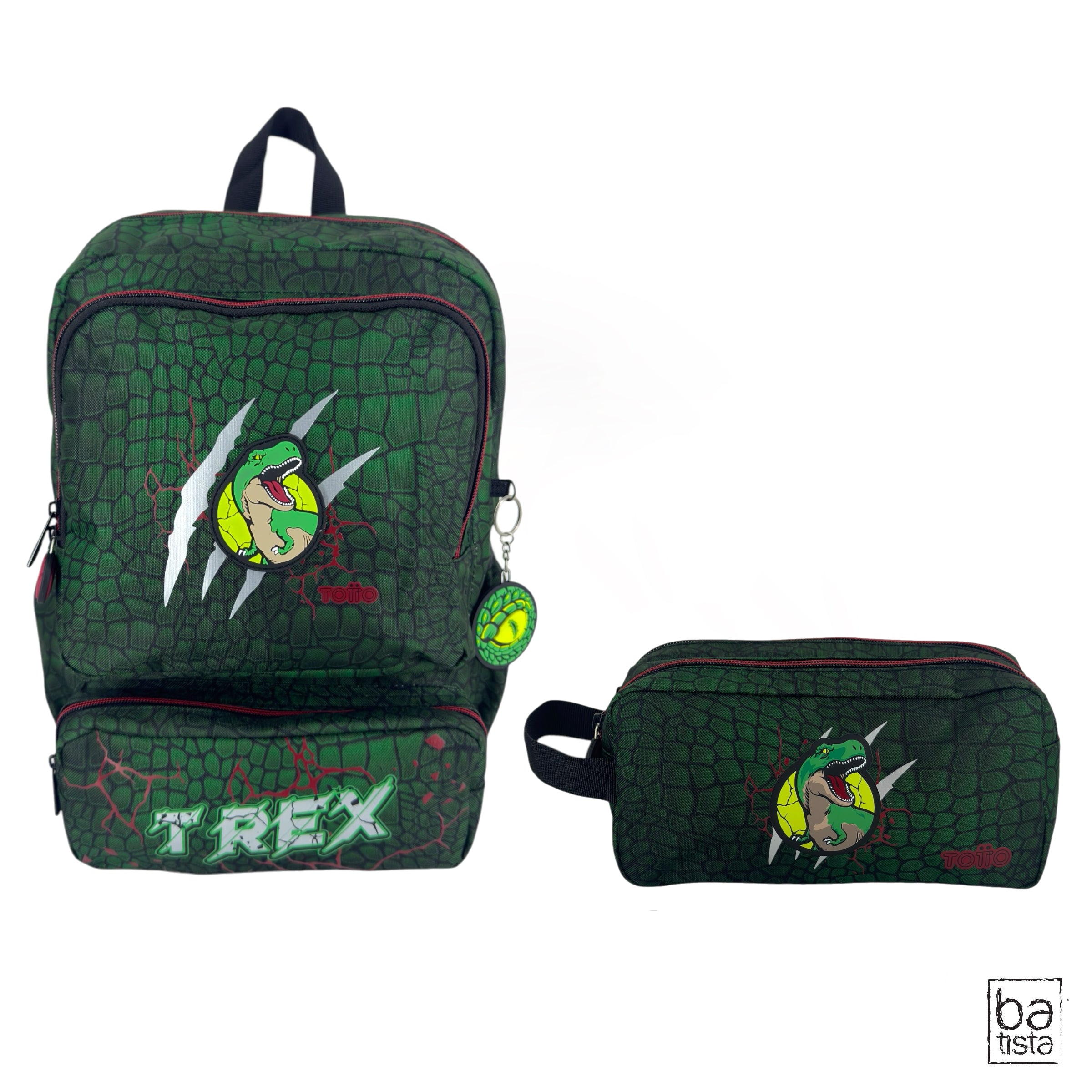 Combo Morral M + Cartuchera Totto Rex Dino 6D7