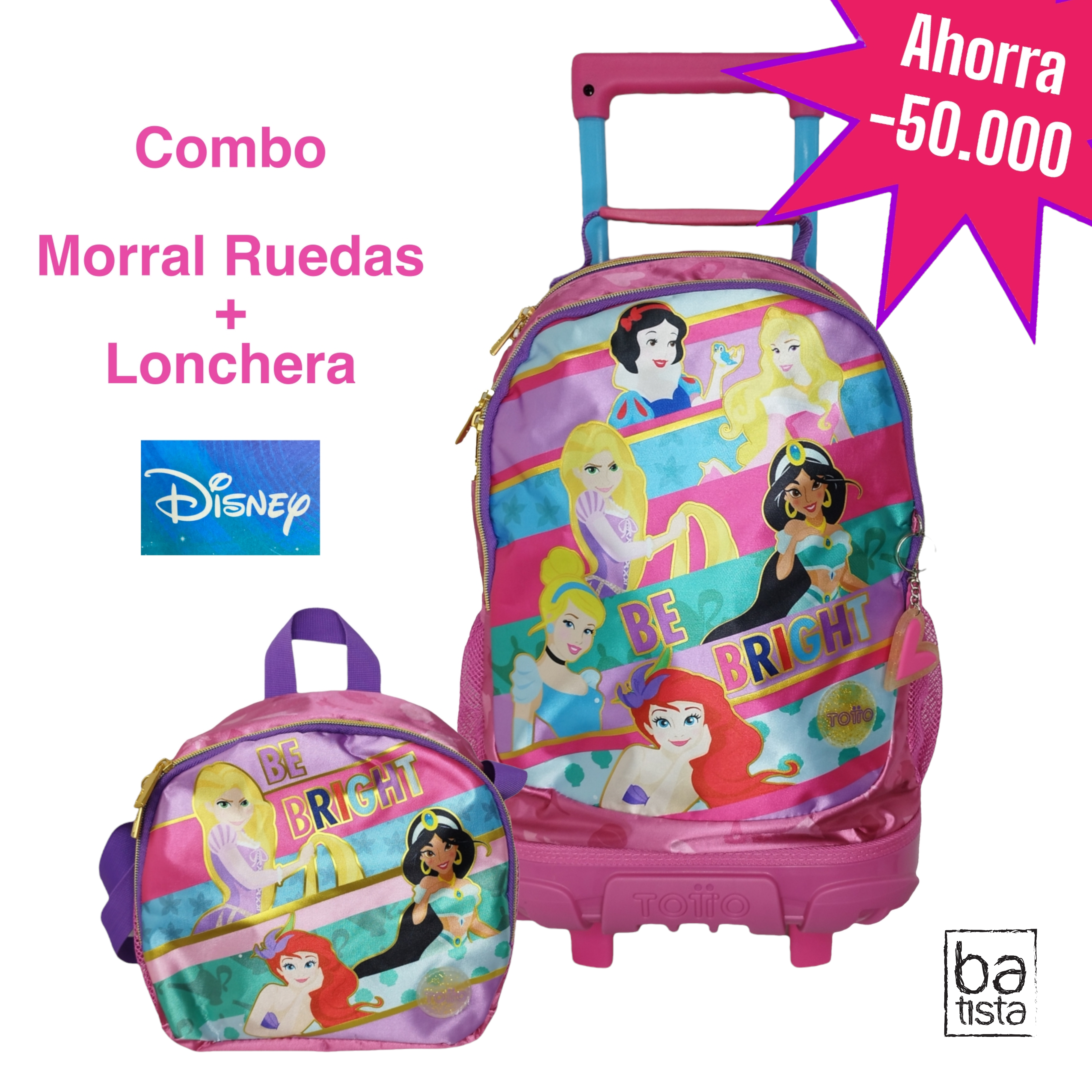Combo Morral con Ruedas Totto Team Princess